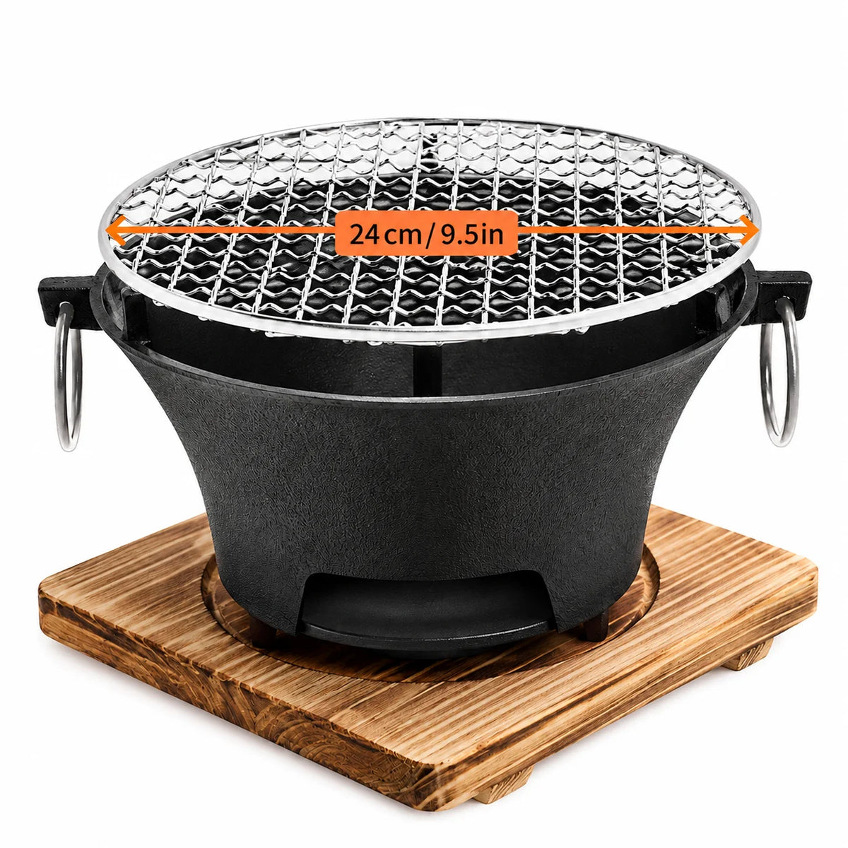 Portable Cast Iron Charcoal Grill For Outdoor Barbecue