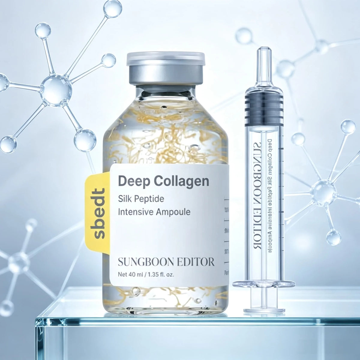 SUNGBOON EDITOR Deep Collagen Silk Peptide Intensive Repair Ampoule 40ml, Silk Peptide+13 Peptide Complex+Collagen Thread Deep Hydrating and Firming, 72 Hour Moisturizing, Suitable for Dry and Loose Skin, Essential for Daily