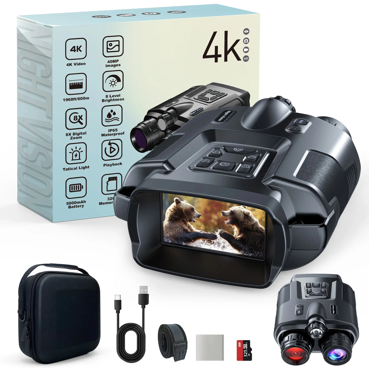 DIYIMIN 8X Digital Zoom Night Vision Binoculars For Outdoor Surveillance