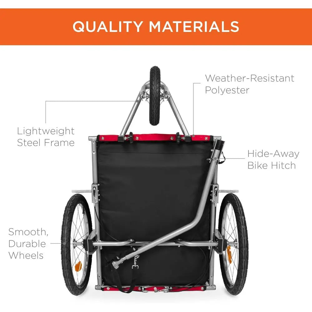 Dual Purpose Dog Bike Trailer And Pet Stroller With Hitch