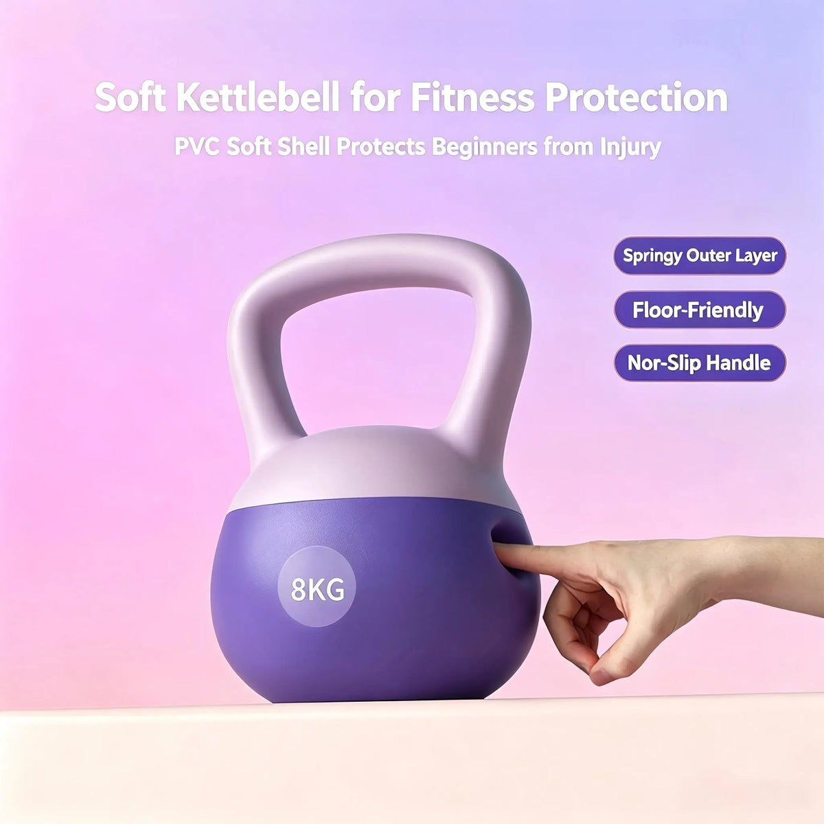 Women Soft Kettlebell 17.64 lbs Soft Bottom Kettlebell for Home Fitness Weight Training Equipment with Free Fitness Gloves