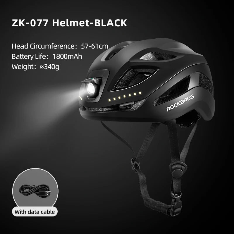 Rockbros Rechargeable Led Cycling Helmet For Night Safety