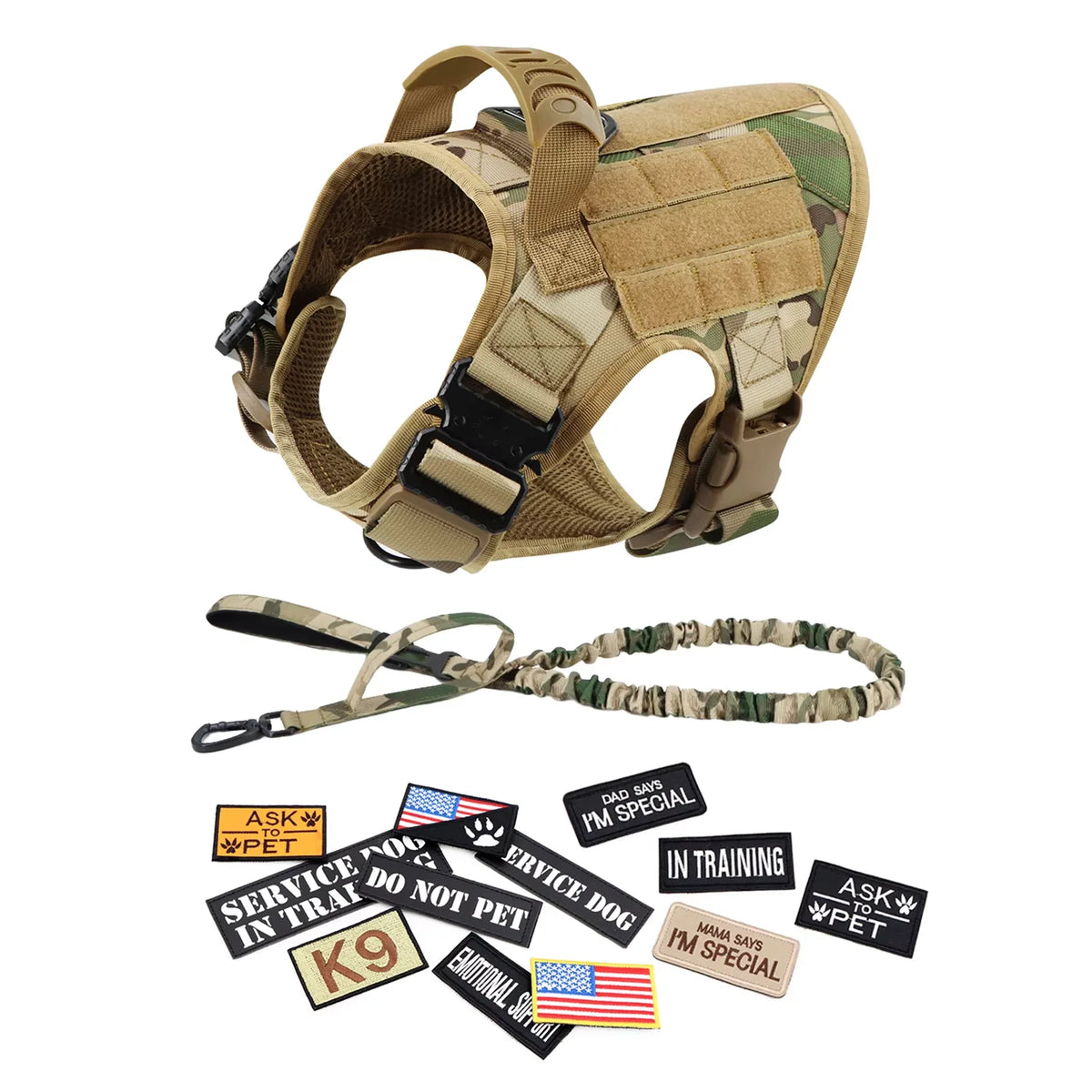 Tactical Military Nylon Dog Harness Vest Accessories Set