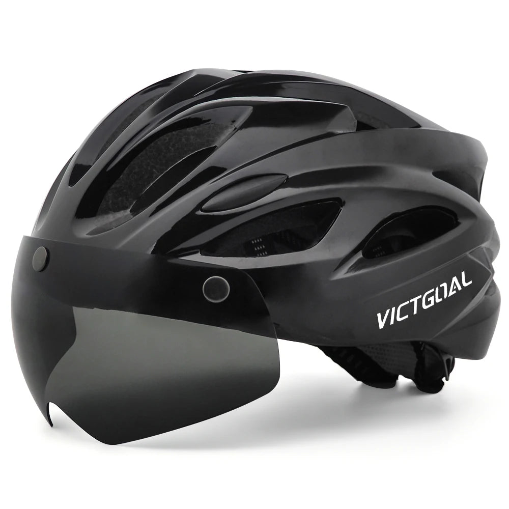 VICTGOAL Bike Helmet for Adults with Light and Goggles Lightweight MTB Road Bicycle Helmets for Men Women Cycling Ebike Scooter