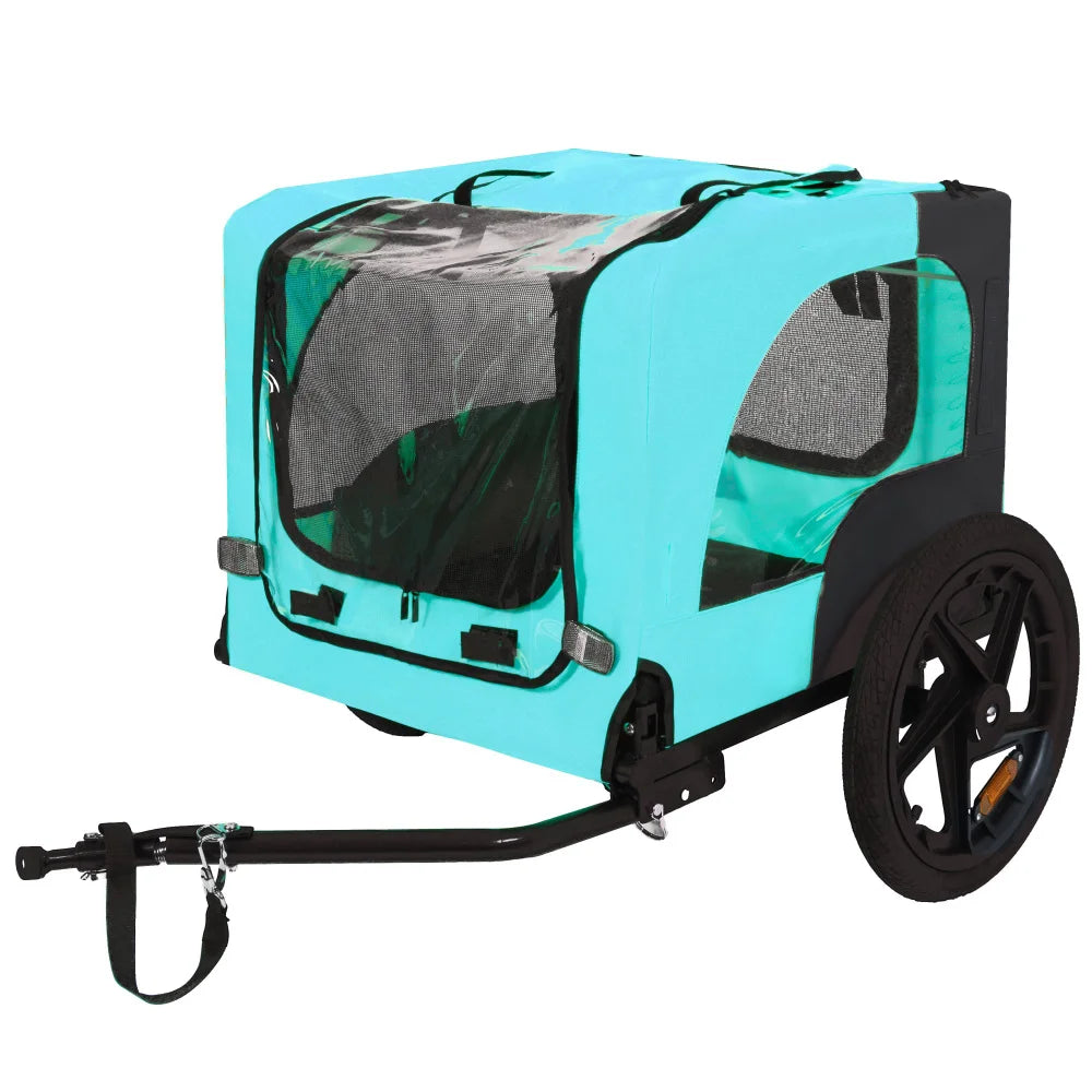 Foldable Dog Bike Trailer With Air Filled Wheels And Canopy