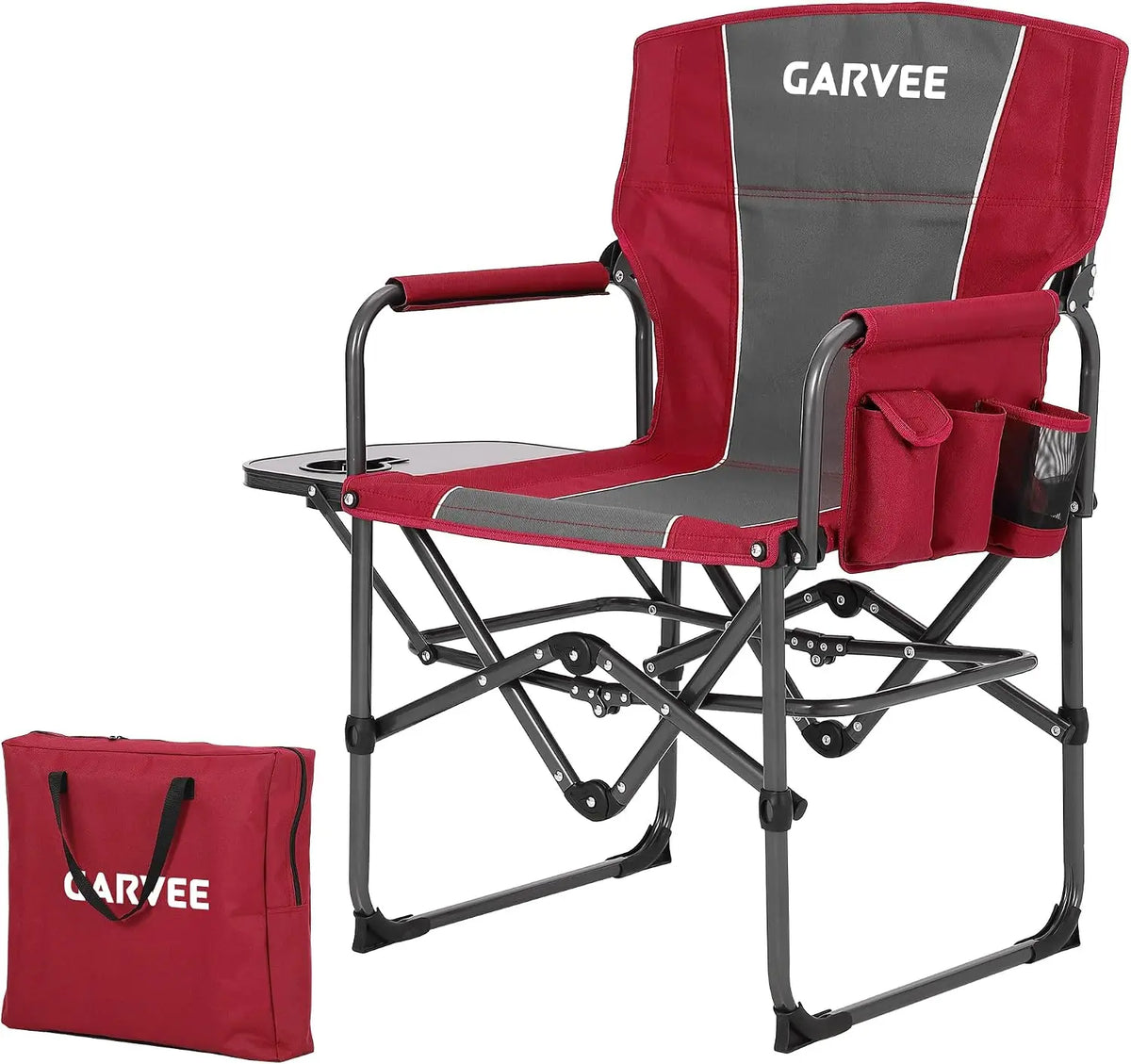 Tacleekii Folding Camping Director Chair With Side Table For Adults