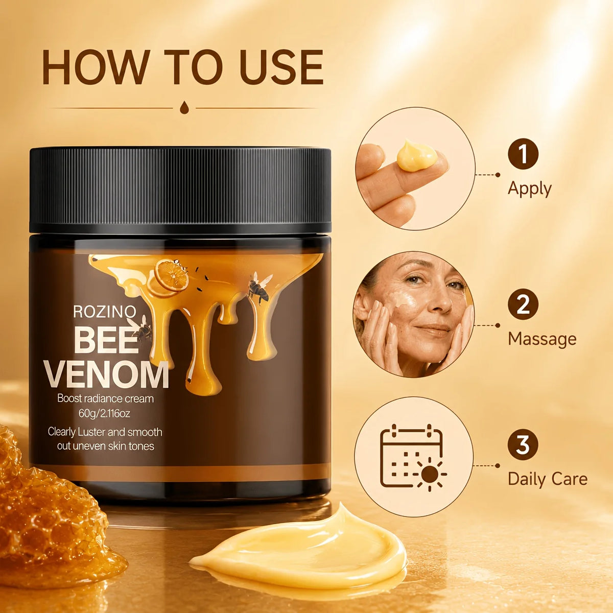 ROZINO Bee Venom Moisturizing Face Cream For Long Lasting Hydration