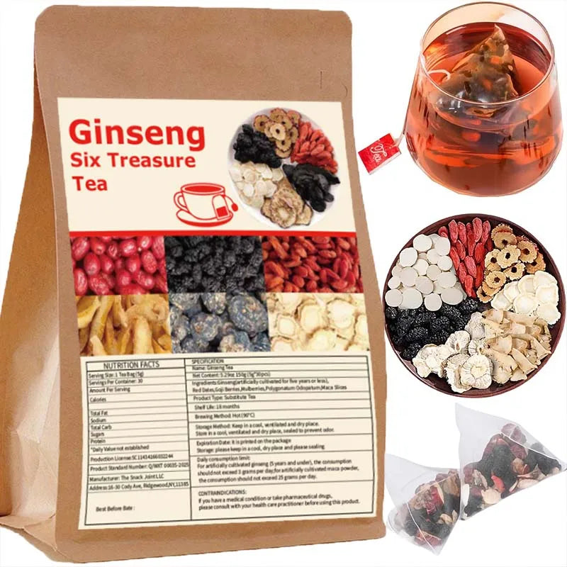 Ginseng Six Treasures Traditional Chinese Herbal Tea For Kidney Wellness