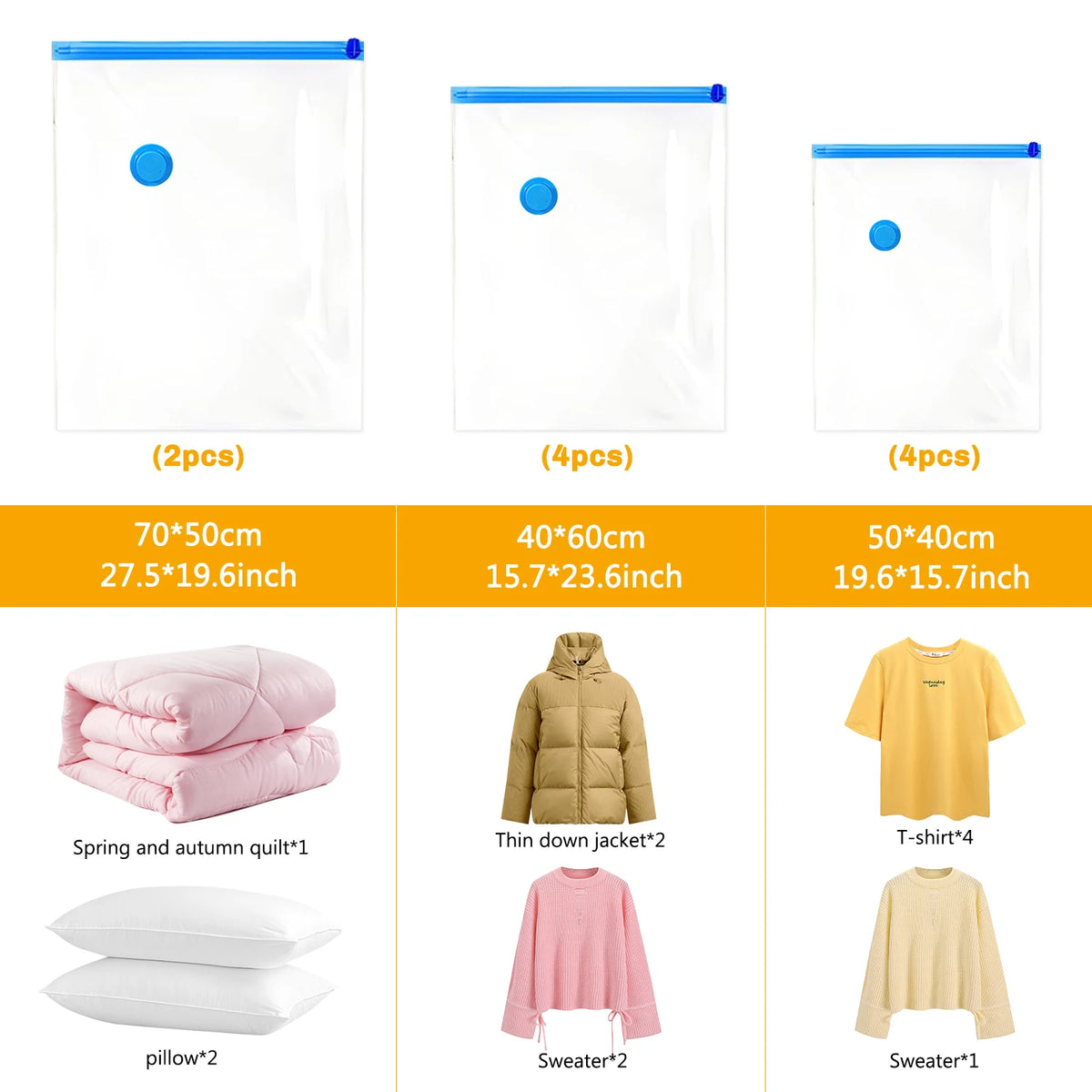HATISAN Vacuum Storage Bags With Electric Pump Leak Proof