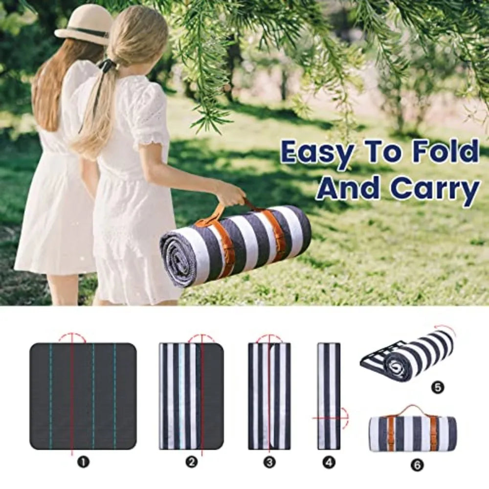 Canvas Waterproof Foldable Picnic Blanket For Outdoor Beach Use