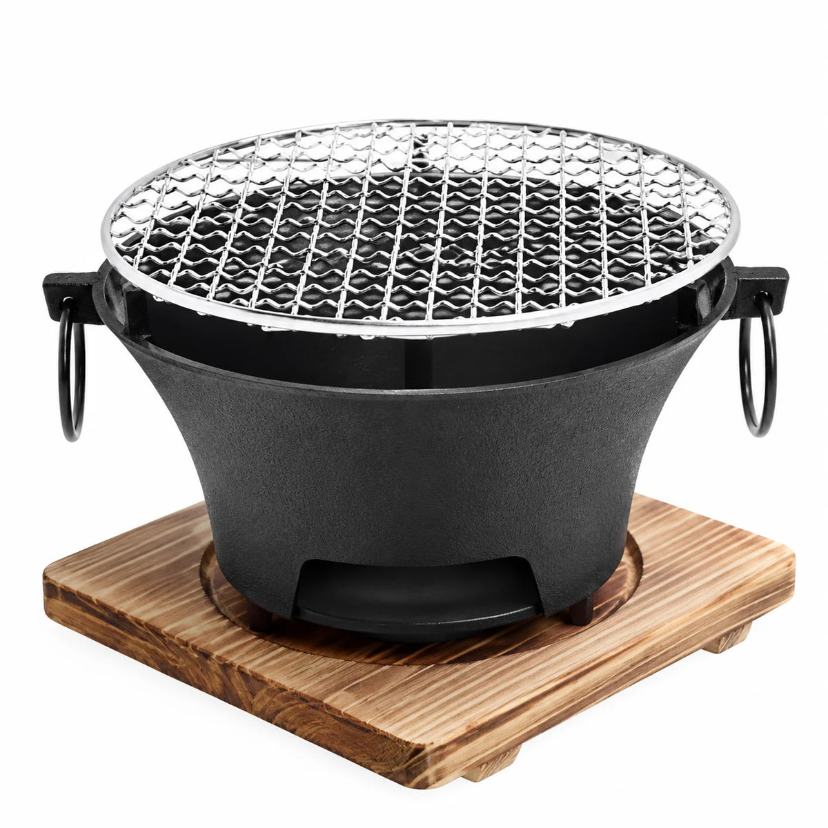 Portable Cast Iron Charcoal Grill For Outdoor Barbecue