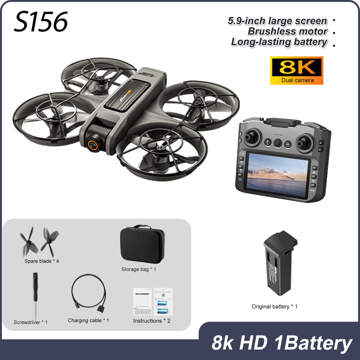ZNLYRION 8K Dual Camera RC Drone Brushless Motor Obstacle Avoidance