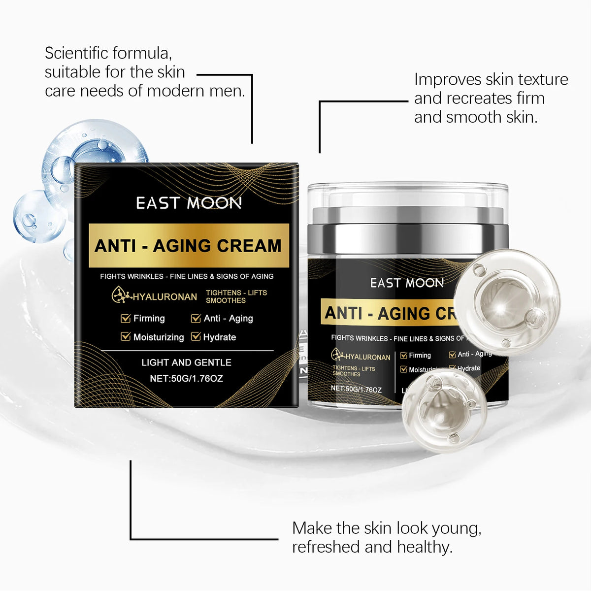 50G Men Face Cream Deep Moisturizing Nourishing Pores Improve Skin Texture Boosts Elasticity Smoothing Lifting Fade Fine Lines Firming Men 's Facial Cream