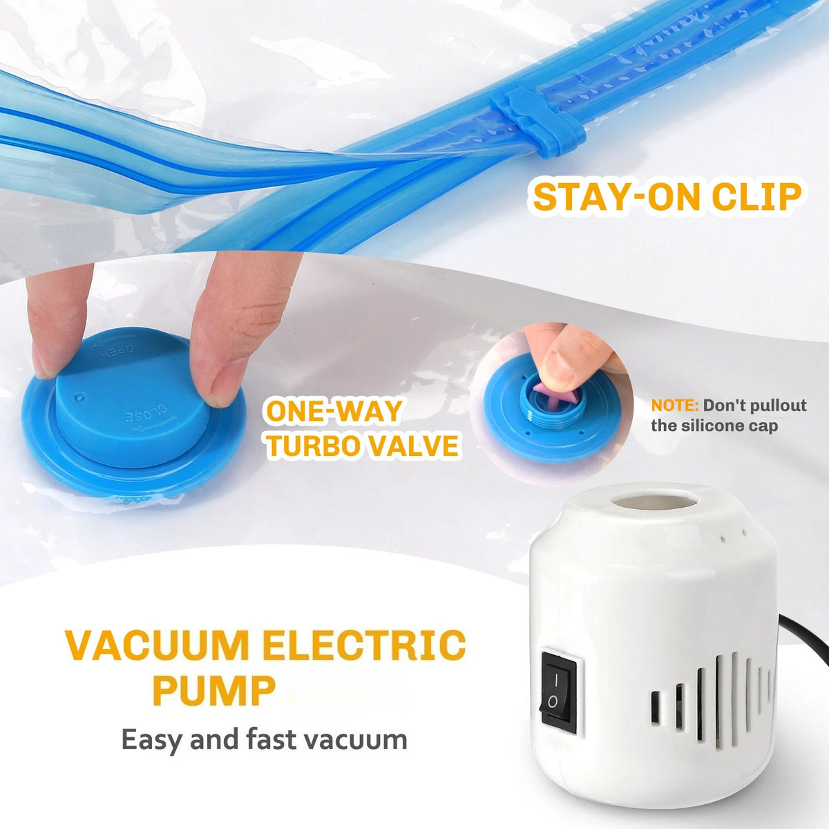 HATISAN Vacuum Storage Bags With Electric Pump Leak Proof