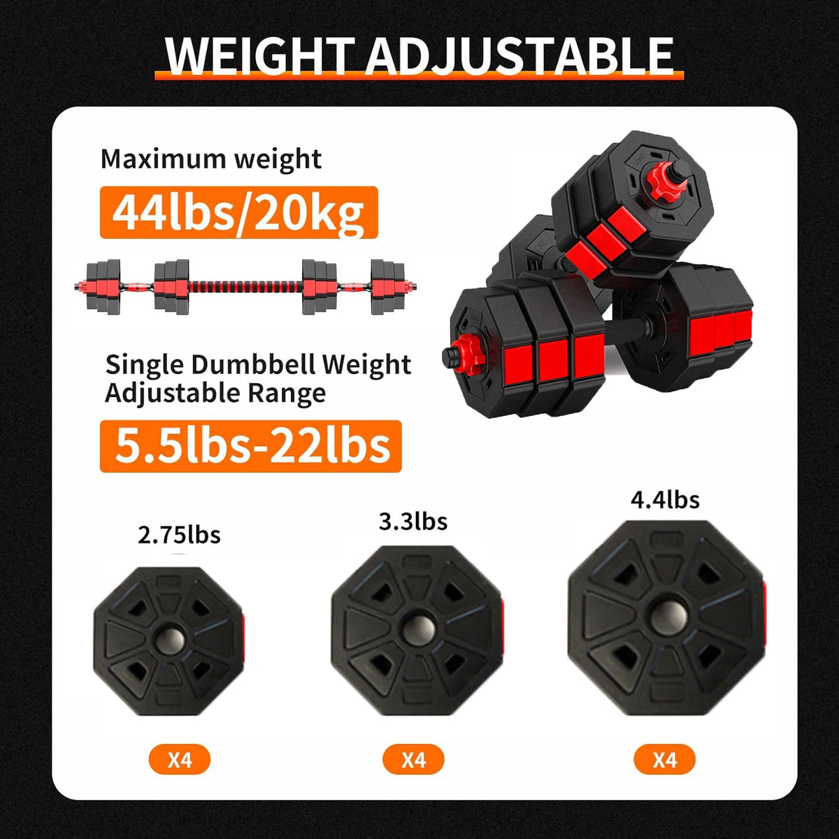 Adjustable Dumbbell To Barbell Home Gym Fitness Set