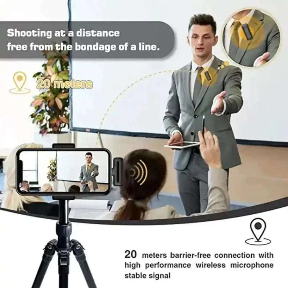 Wireless Lavalier Microphone With Charging Case For iPhone Android Live Streaming