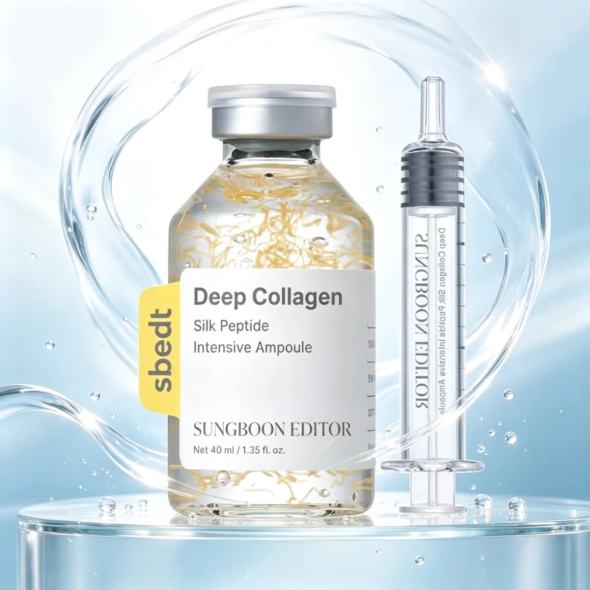 SUNGBOON EDITOR Deep Collagen Silk Peptide Intensive Repair Ampoule 40ml, Silk Peptide+13 Peptide Complex+Collagen Thread Deep Hydrating and Firming, 72 Hour Moisturizing, Suitable for Dry and Loose Skin, Essential for Daily