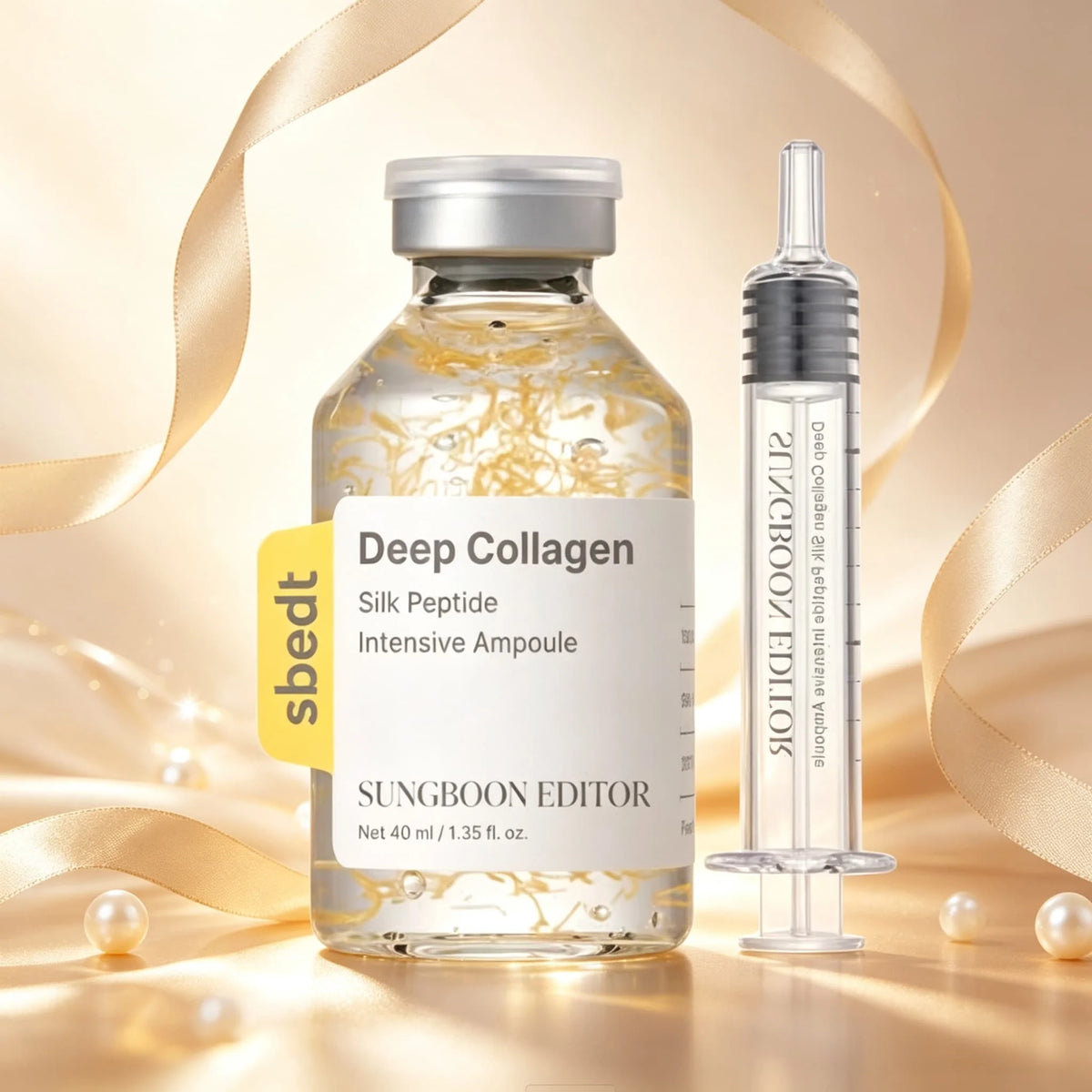 SUNGBOON EDITOR Deep Collagen Silk Peptide Intensive Repair Ampoule 40ml, Silk Peptide+13 Peptide Complex+Collagen Thread Deep Hydrating and Firming, 72 Hour Moisturizing, Suitable for Dry and Loose Skin, Essential for Daily