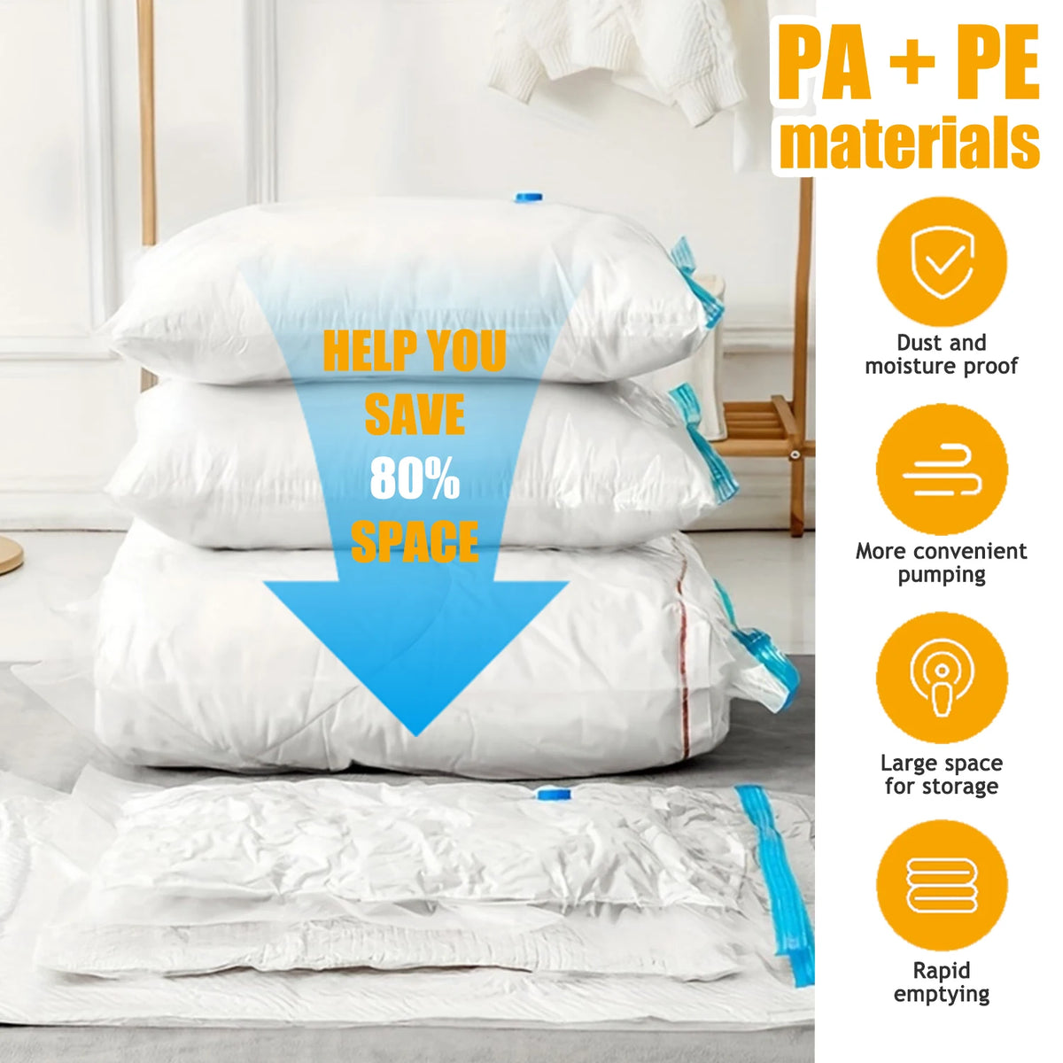 HATISAN Vacuum Storage Bags With Electric Pump Leak Proof