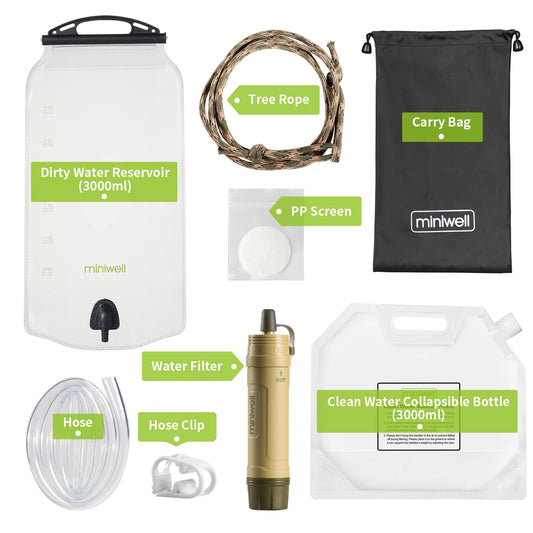 Miniwell Portable Survival Water Filter Straw For Camping Hiking