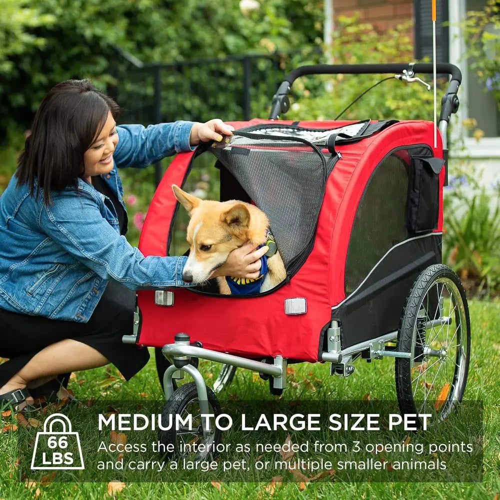 Dual Purpose Dog Bike Trailer And Pet Stroller With Hitch