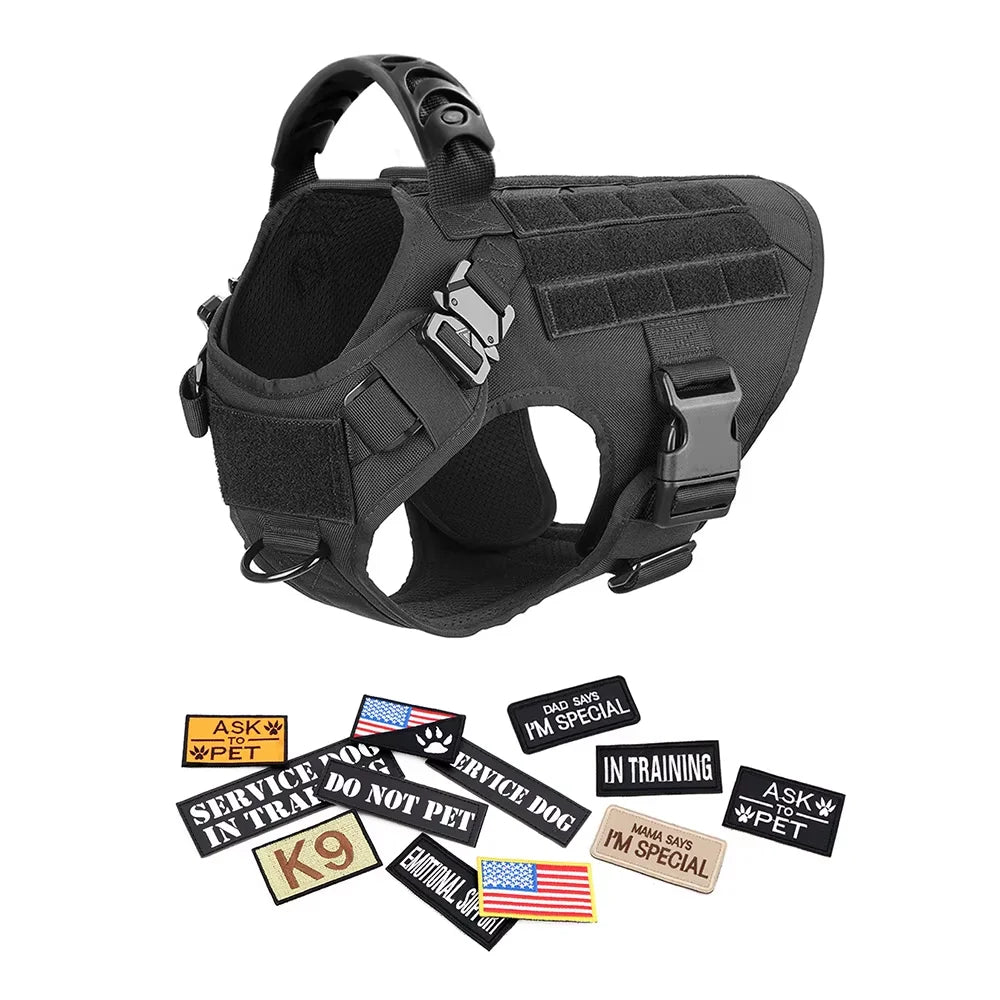 Tactical Military Nylon Dog Harness Vest Accessories Set