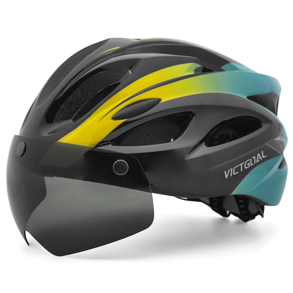 VICTGOAL Bike Helmet for Adults with Light and Goggles Lightweight MTB Road Bicycle Helmets for Men Women Cycling Ebike Scooter