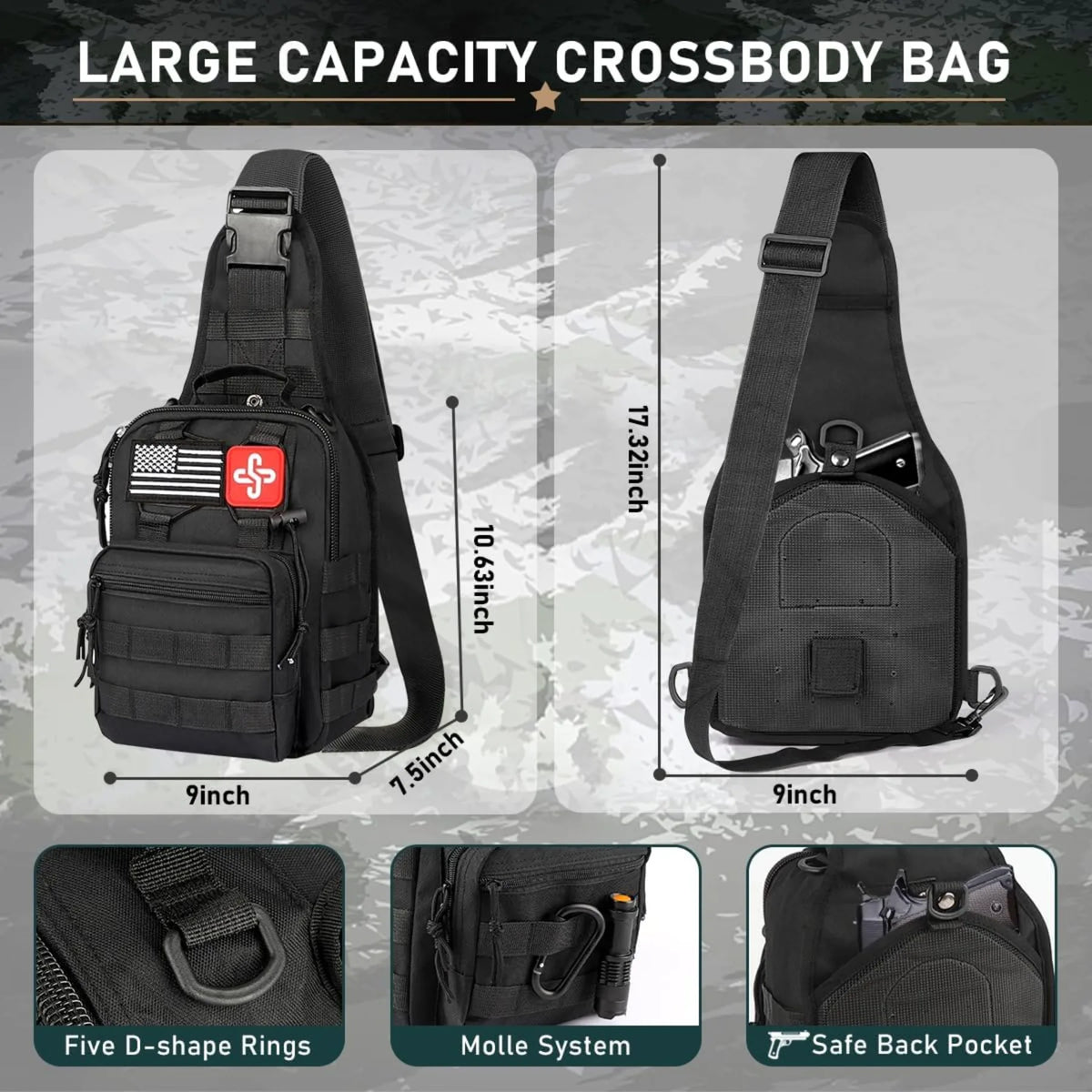 Survival kit, 262 pieces of survival equipment and supplies, first aid kit and crossbody bag