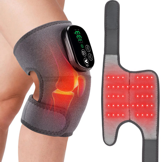 Red Light Knee Wrap with Heating, 660nm & 850nm LED, 5000mAh Battery, 3-in-1 for Knee Shoulder Elbow, Type-C