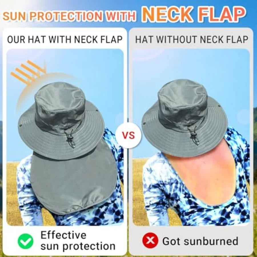 NPQQUAN Sun Hats for Men Women with UPF 50+ UV Protection Wide Brim Bucket Hat Safari Hiking Fishing Hats
