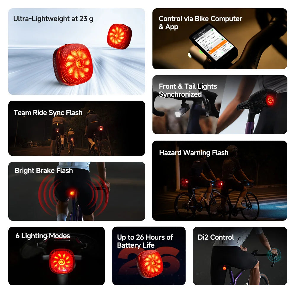 iGPSPORT TL50 USB Rechargeable Bike Tail Light With Auto Brake Sensor