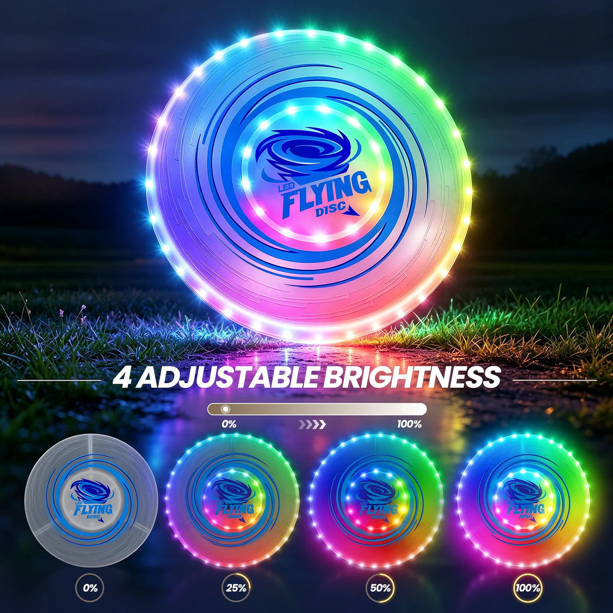 Rechargeable LED Flying Disc With 14 Lighting Modes