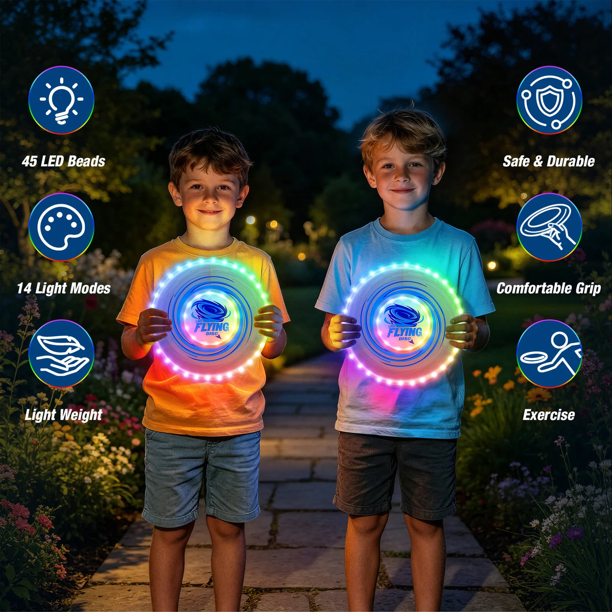 Rechargeable LED Flying Disc With 14 Lighting Modes