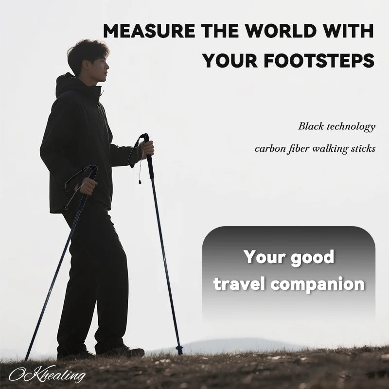 Okhealing Carbon Fiber Antishock Trekking Poles For Hiking And Camping
