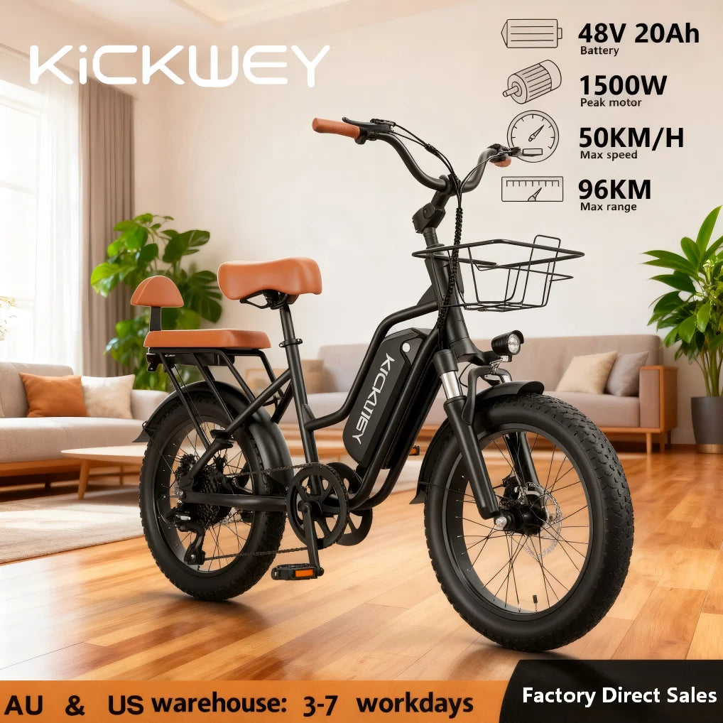Kickwey Fat Tire Electric Mountain Bike With High Performance Motor