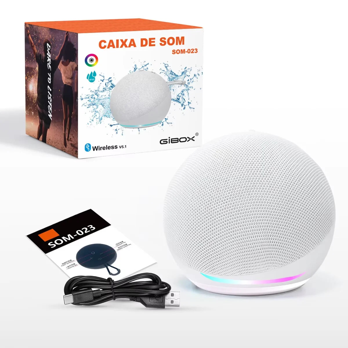 New Generation Alaxe Spherical Speaker(No Voice Assistant) 50W Portable Bluetooth Speaker Party Box RGB LED Lights Wireless TWS Mini Speaker Musical Instrument for Room Decor Home Party Camping