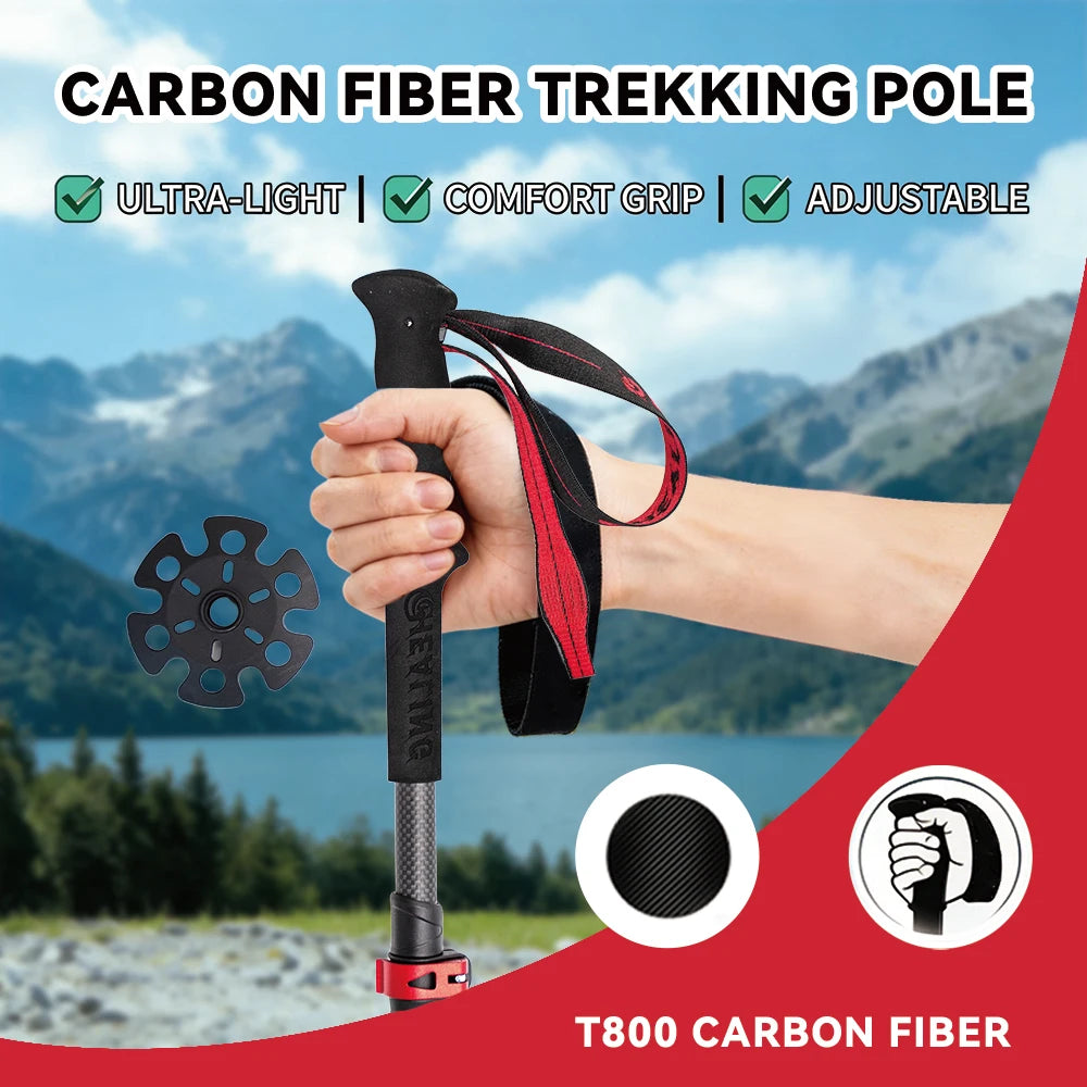 OKHEALING Carbon Fiber Folding Trekking Poles For Hiking
