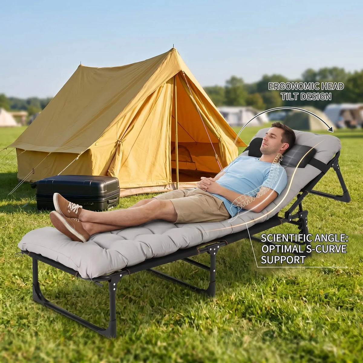 Hosslly Portable Folding Camping Bed With Thick Mattress