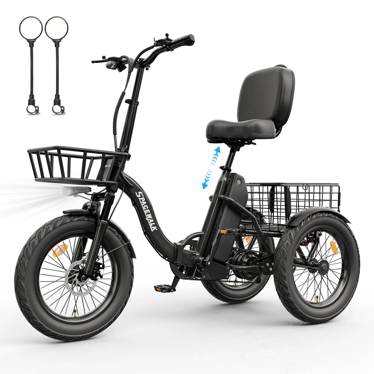 Adult Folding Electric Tricycle With 1200W Motor And Fat Tires