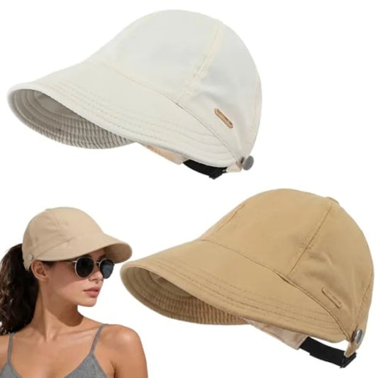Cuffbow 2 Pack Women Sun Hat UV Protection Hiking Fishing Hats Wide Brim Hat Adjustable Ponytail Packable Cap for Outdoor