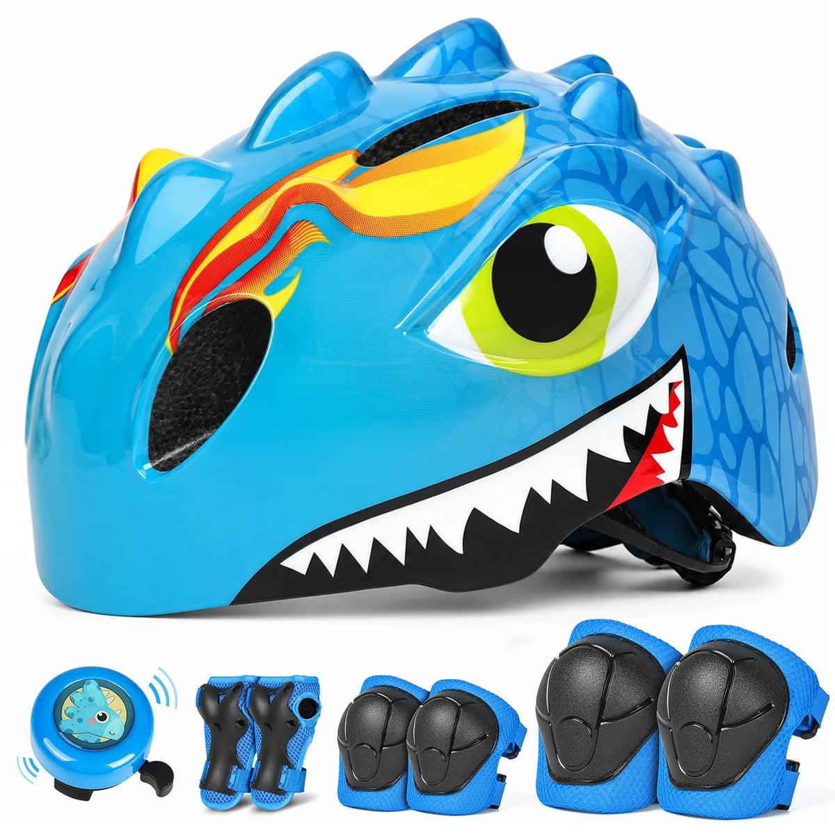 Victgoal Kids Bike Helmet Protective Gear Set With Pads And Bell