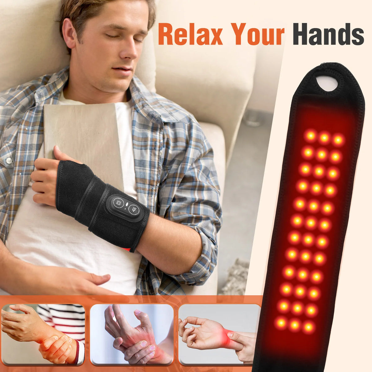 Hailicare LED Red Light Vibration Heating Wrap For Joints