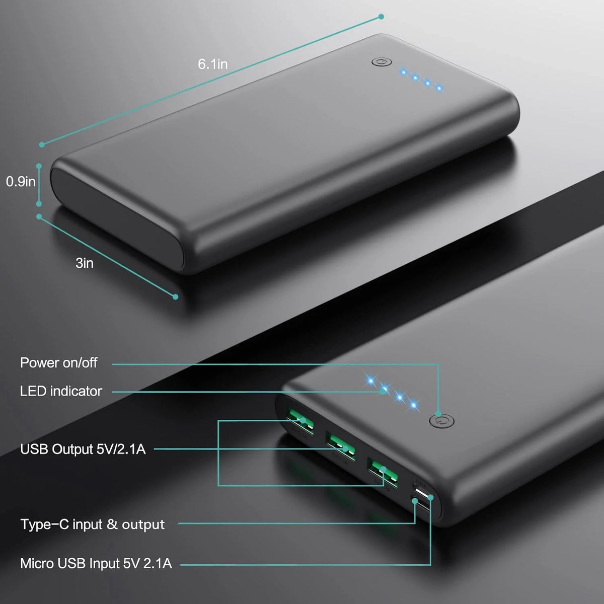 Chictree 18W PD Fast Charging Portable Power Bank USB C