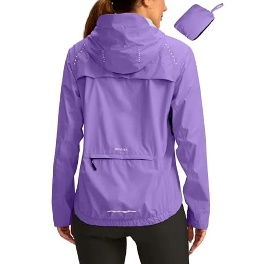 Women's Waterproof Cycling Rain Jacket Windproof Packable Hood