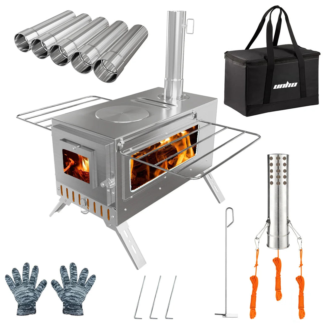 Portable Stainless Steel Wood Burning Tent Stove With Chimney