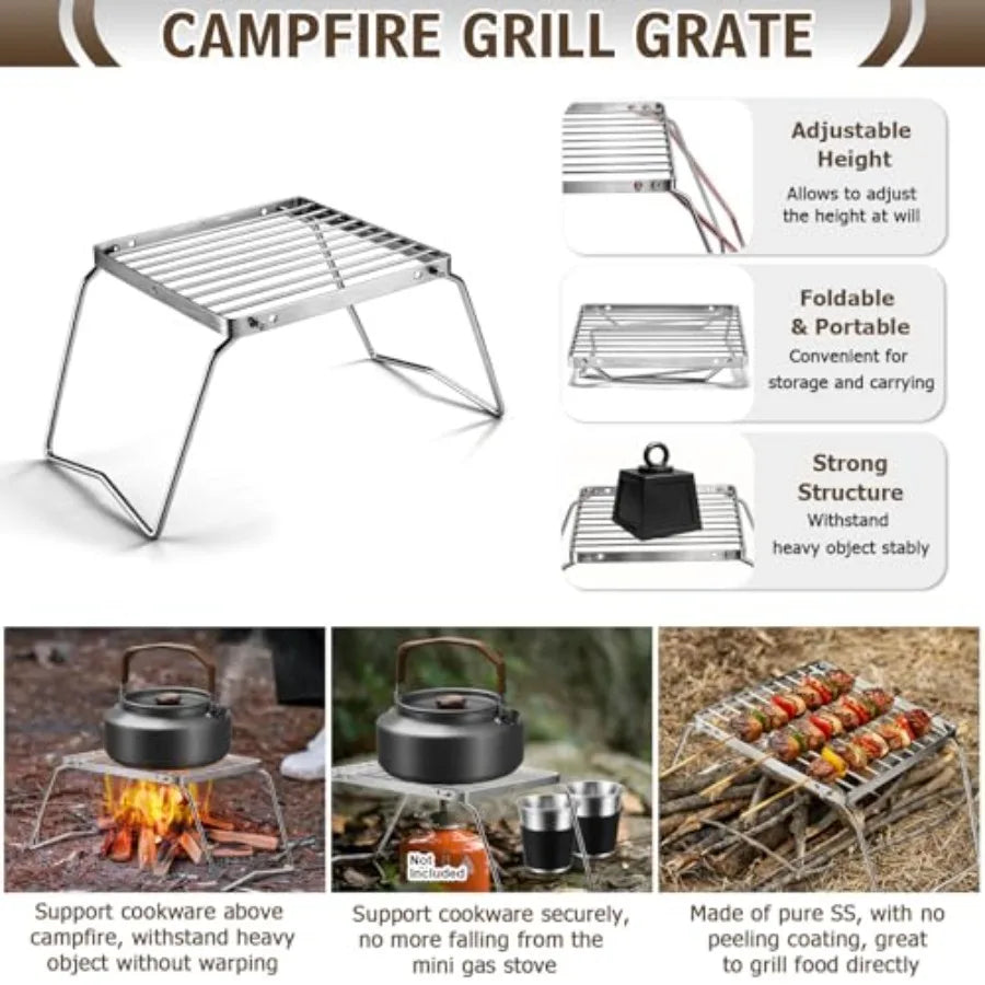 Stainless Steel Camping Cookware Mess Kit For Outdoor Backpacking