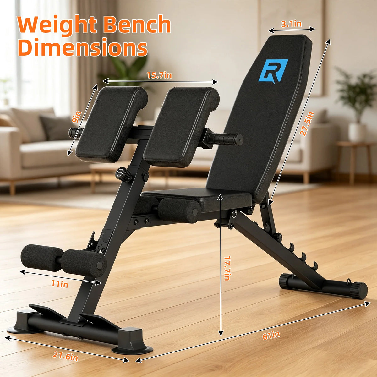 Multifunctional 6-Gear Angle Adjustable Workout Roman Chair, Heavy-Duty Triangle Support Fitness Bench with Pull Rodes for Hyperextension Sit-Up Leg C Full Body Exercise