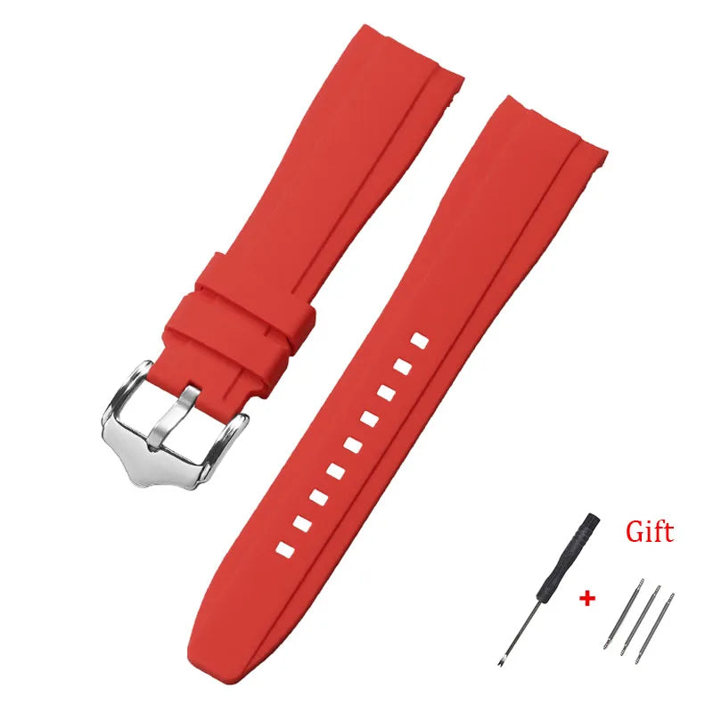 Curved End Silicone Watch Band Waterproof Replacement Wrist Strap