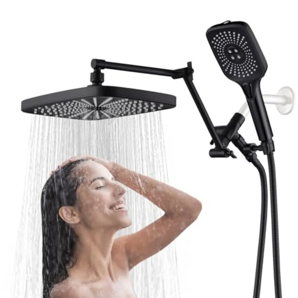 Showerhead and Handheld Shower Combo, 4 Mode 12-Inch Wall Mount Shower Set, Water Efficient with Easy Installation
