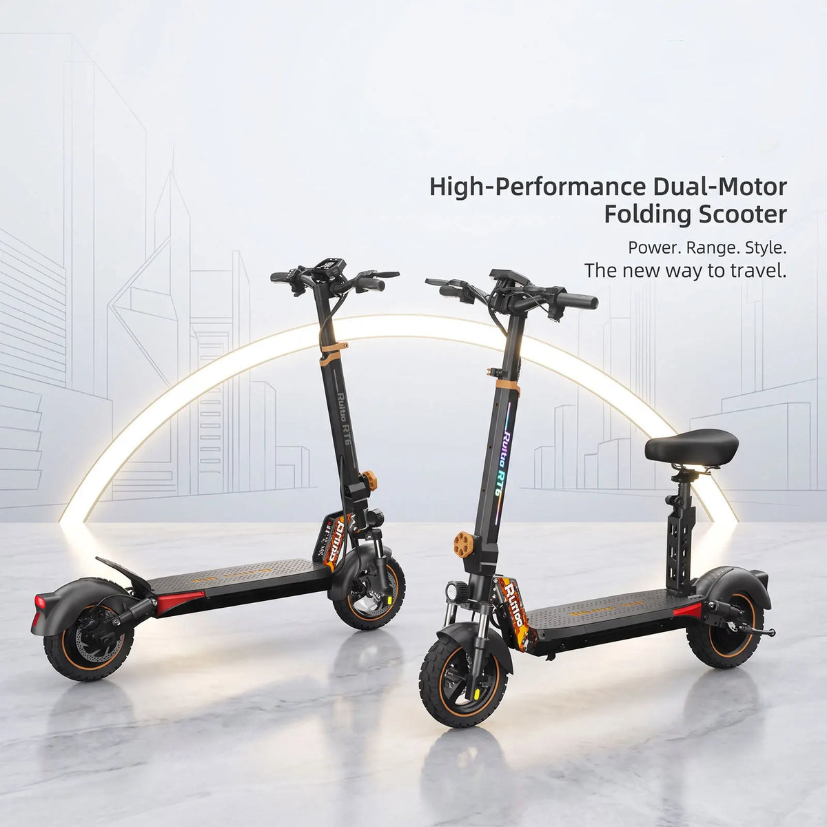 800W Adult Electric Scooter with Seat, 48V 18.2Ah Battery, Up to 34 Miles Range, 10" Tires, Lightweight Foldable Commuter